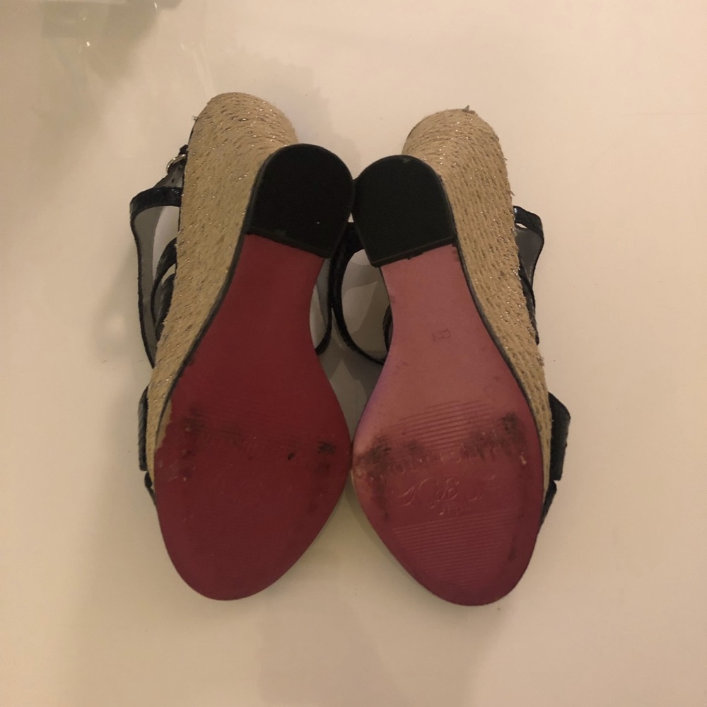 Black Python Braided W/Silver Espadrille Wedges - image 3